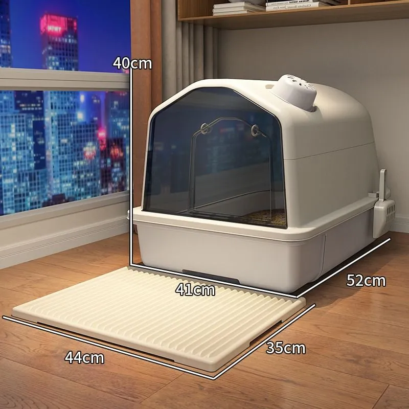 Очень большой ящик для кошачьего туалета для кошек и собак, дезодорирующий и герметичный, полностью закрытый, 52x41x40 см