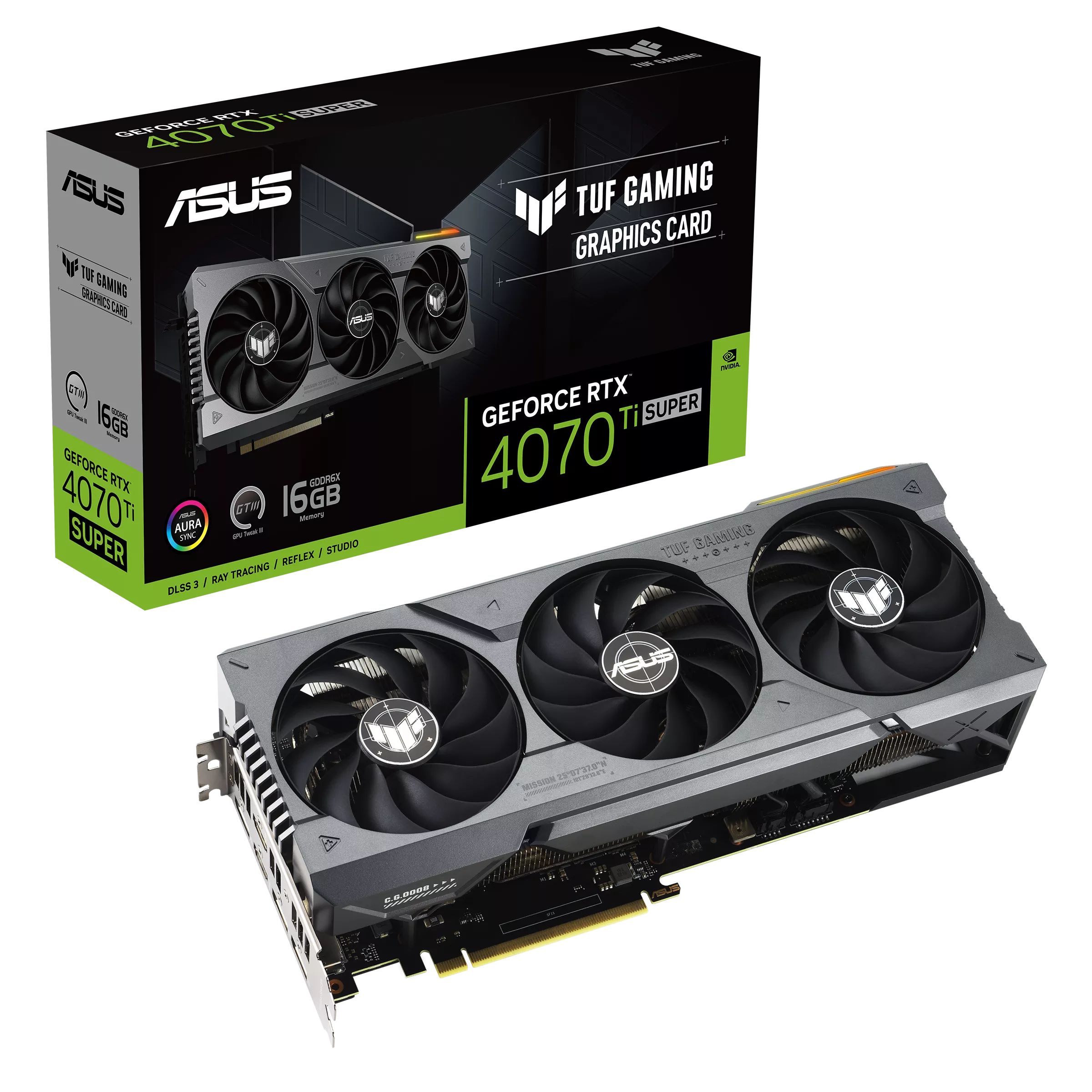 ASUS Видеокарта GeForce RTX 4070 Ti SUPER TUF Gaming GeForce RTX 4070 Ti SUPER 16 ГБ (TUF-RTX4070TIS-16G-GAMING)