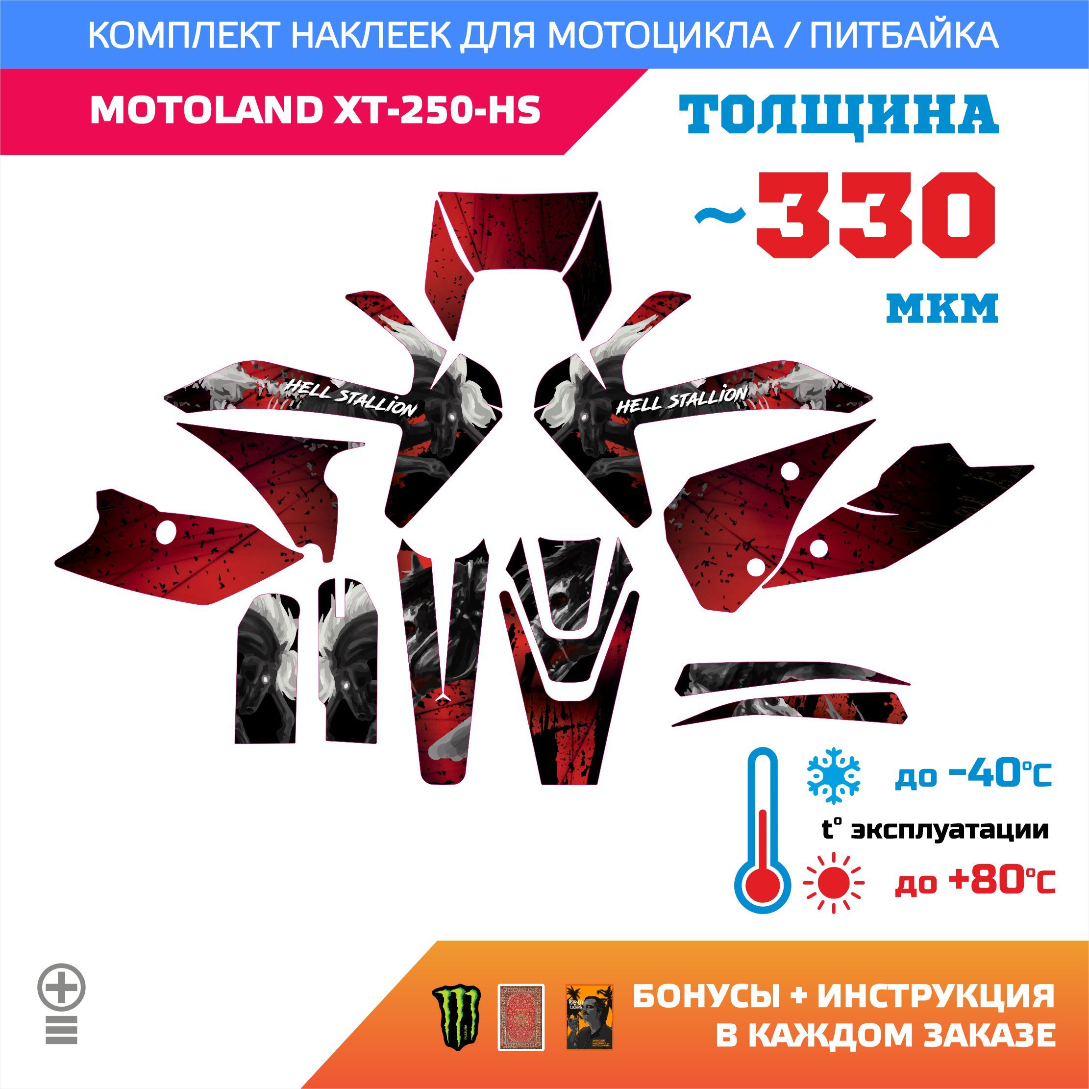 Наклейки на мотоцикл MOTOLAND XT 250 HS медиум прочность