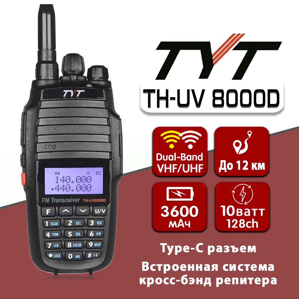 Радиостанция TYT TH-UV8000D, 128 каналов - купить по доступным ценам в  интернет-магазине OZON (1540331892)