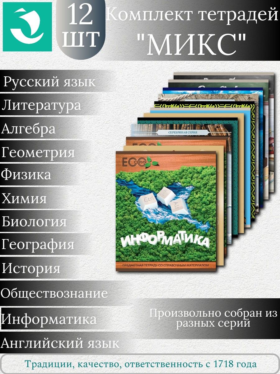 Тетрадь ПЗБМ МИКС, А5, 48 листов, 10 шт в клетку, 2 шт в линию - купить с  доставкой по выгодным ценам в интернет-магазине OZON (901247647)