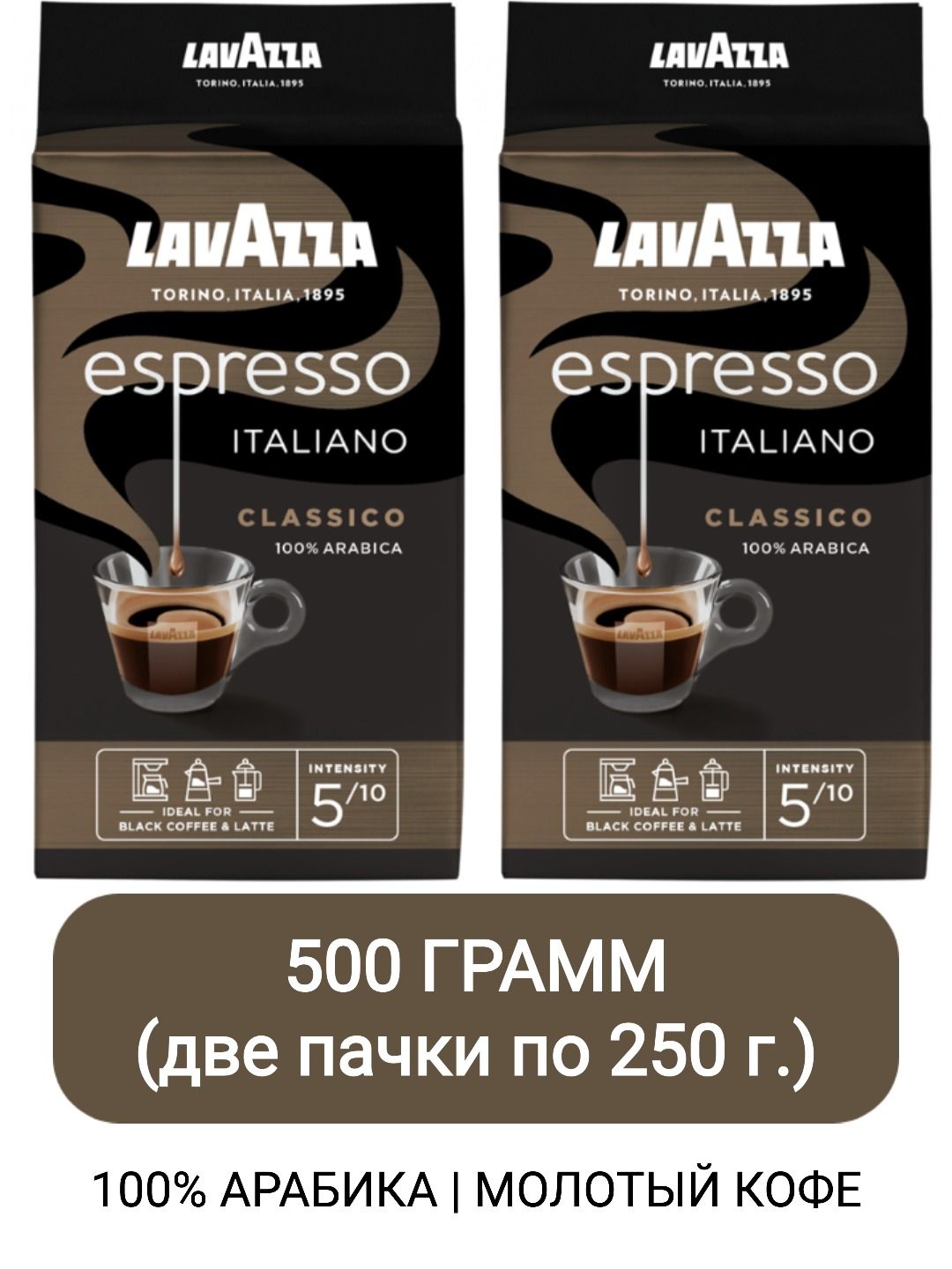 Кофе молотый Lavazza Espresso Italiano Classico, 250гр х 2шт