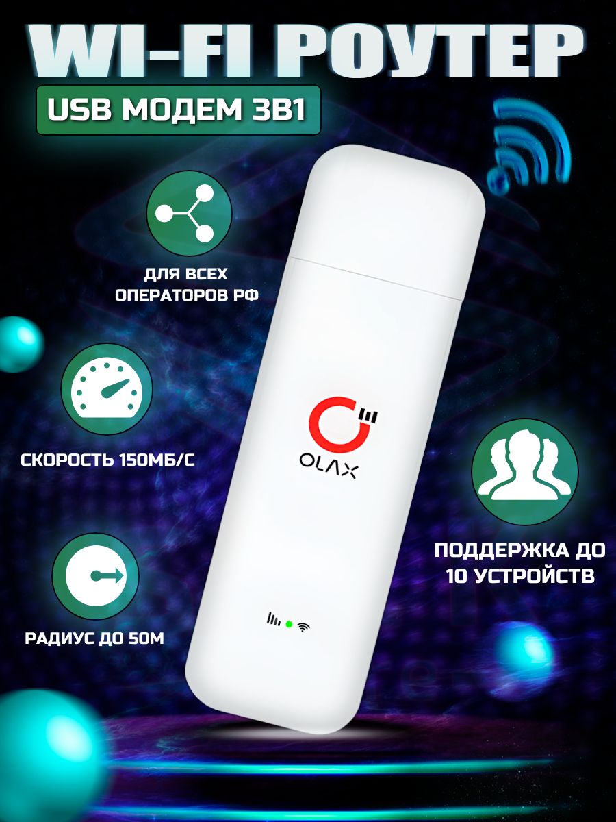 OlaxU80h-eмодем4GLTEсраздачейWi-Fi2.4ГГц