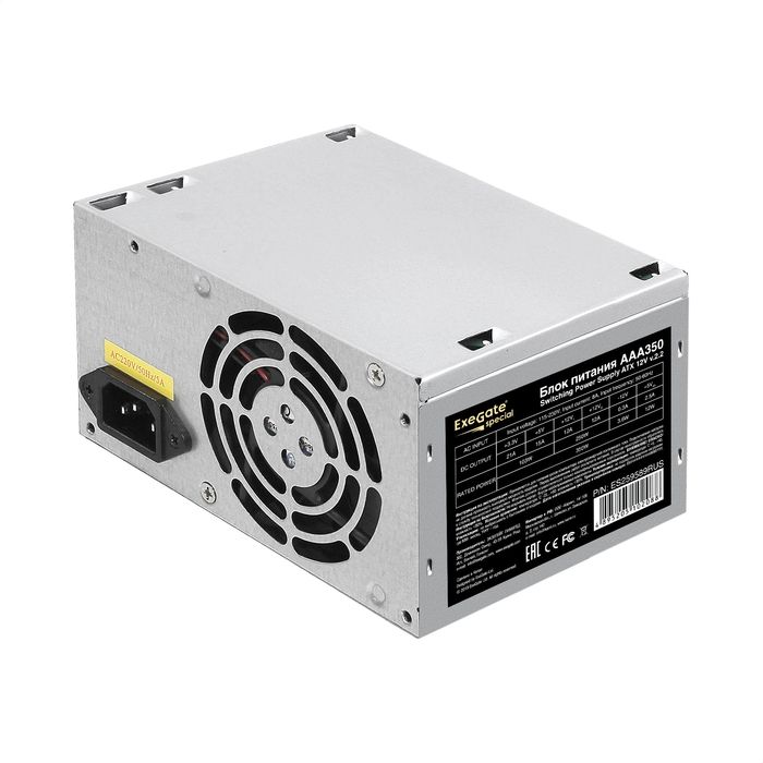 Блокпитания400WExegateAAA400,ATX,8cmfan,24p+4p,2*SATA,1*IDE