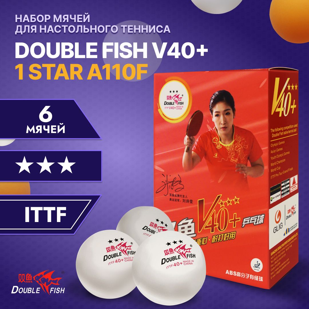 МячидлянастольноготеннисаDOUBLEFISH40+3*,6мячейвупаковке,белые.Дляпрофессионалов.