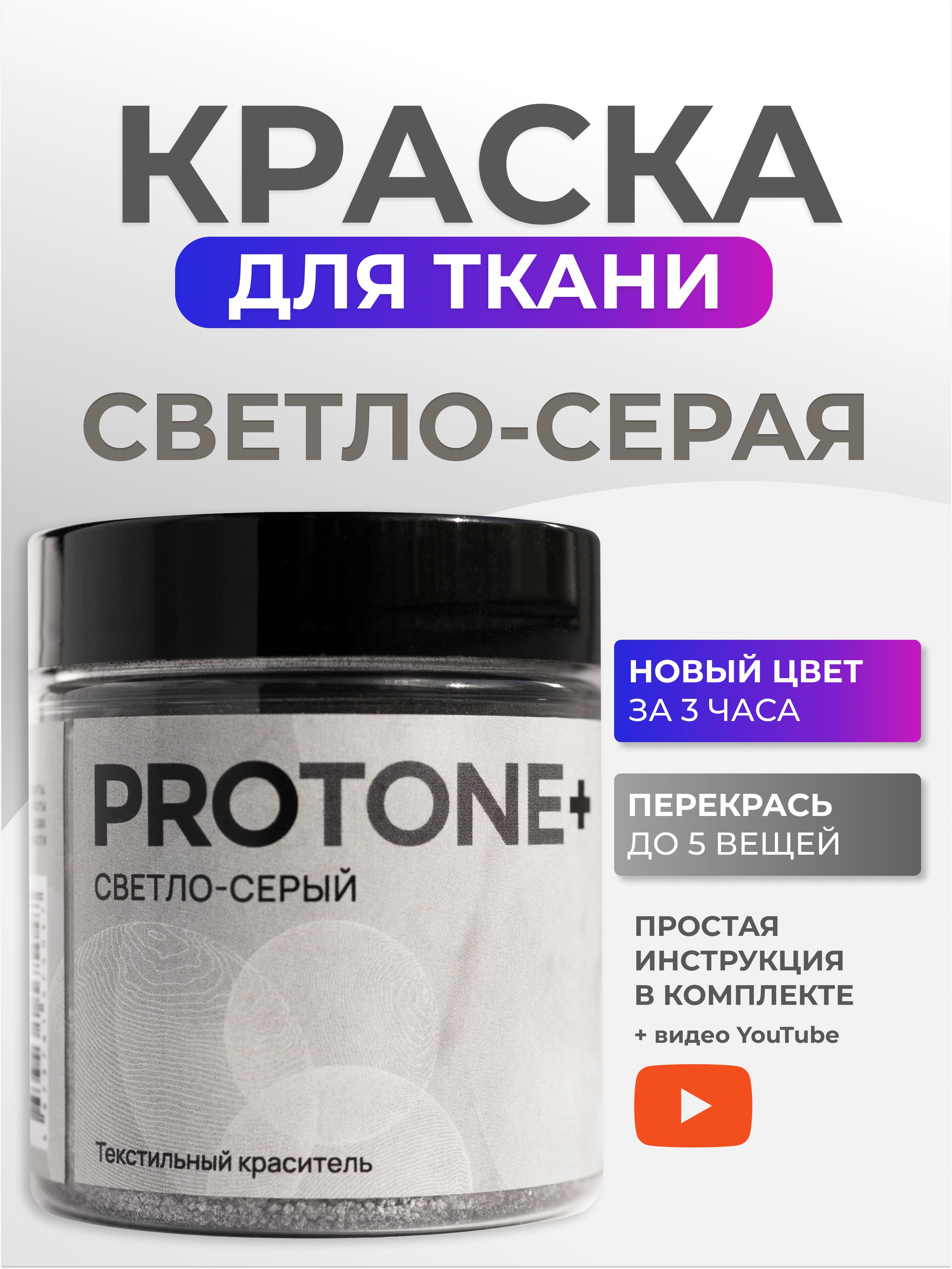 Краска для ткани PROTONE+, краситель для одежды, джинсы, хлопка