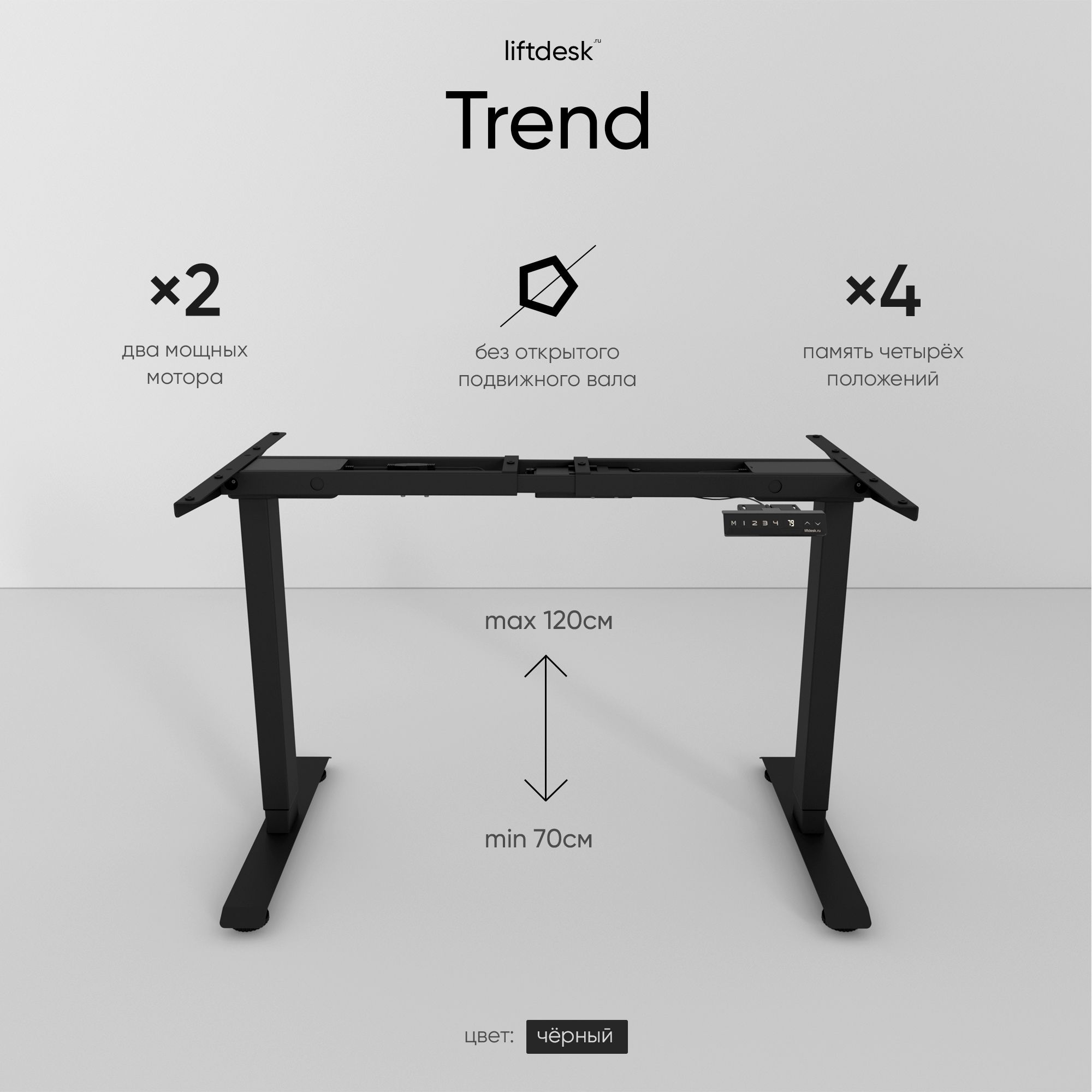Подстолье для компьютерного стола с электроприводом, рама для стола  регулируемая по высоте, 2-х моторная liftdesk Trend, цвет черный - купить с  доставкой по выгодным ценам в интернет-магазине OZON (730968553)