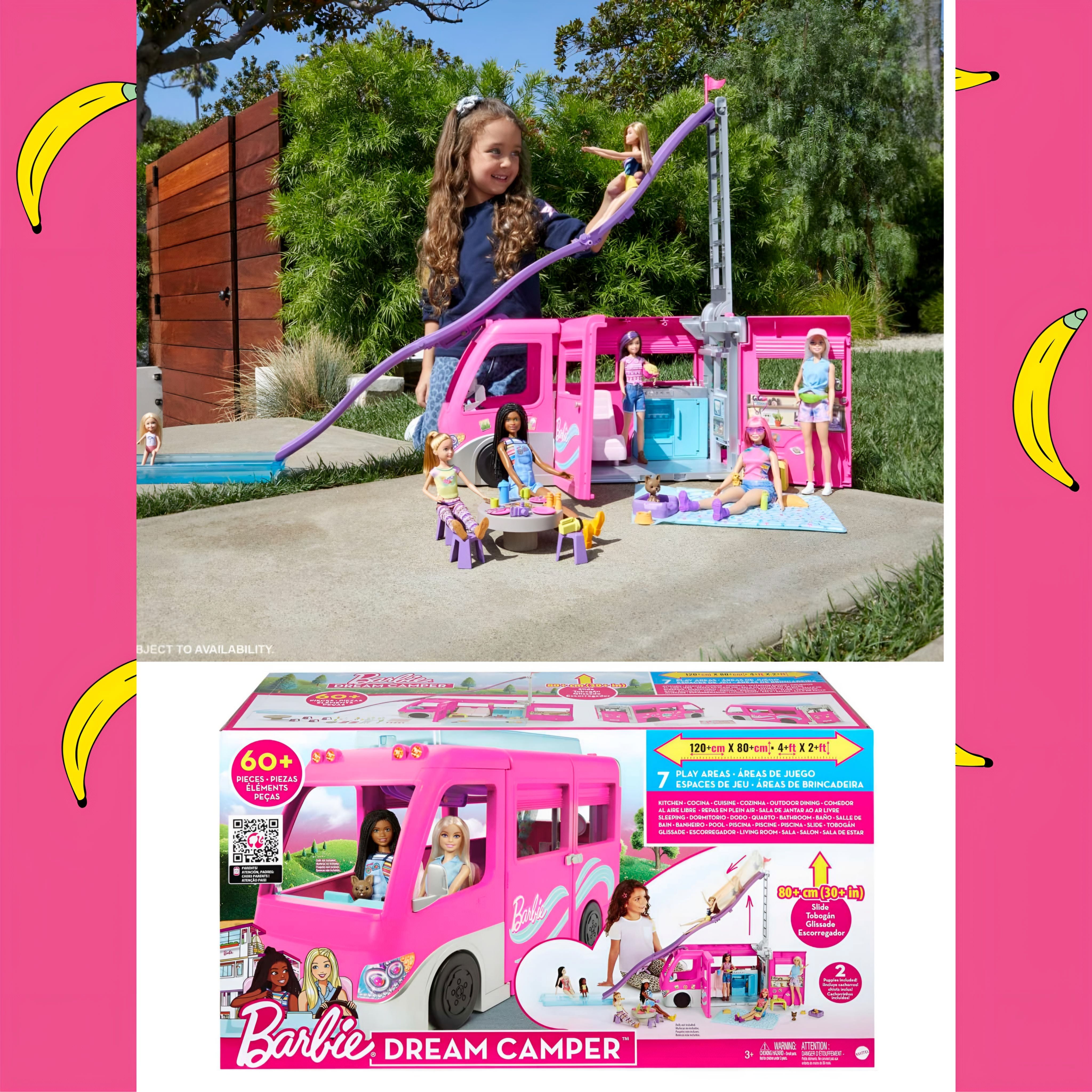 Barbie Camper, Барби набор Автобус мечты с 60 аксессуарами, с горкой