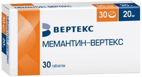 Мемантин-Вертекс, таблетки покрытые пленочной оболочкой 20 мг, 30 шт.