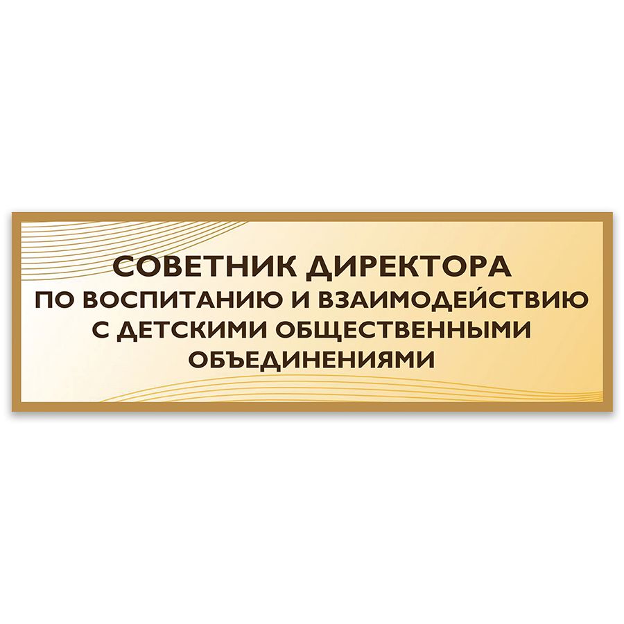 Табличка, Дом стендов, Советник директора по воспитанию, 30 см х 10 см, в школу, на дверь