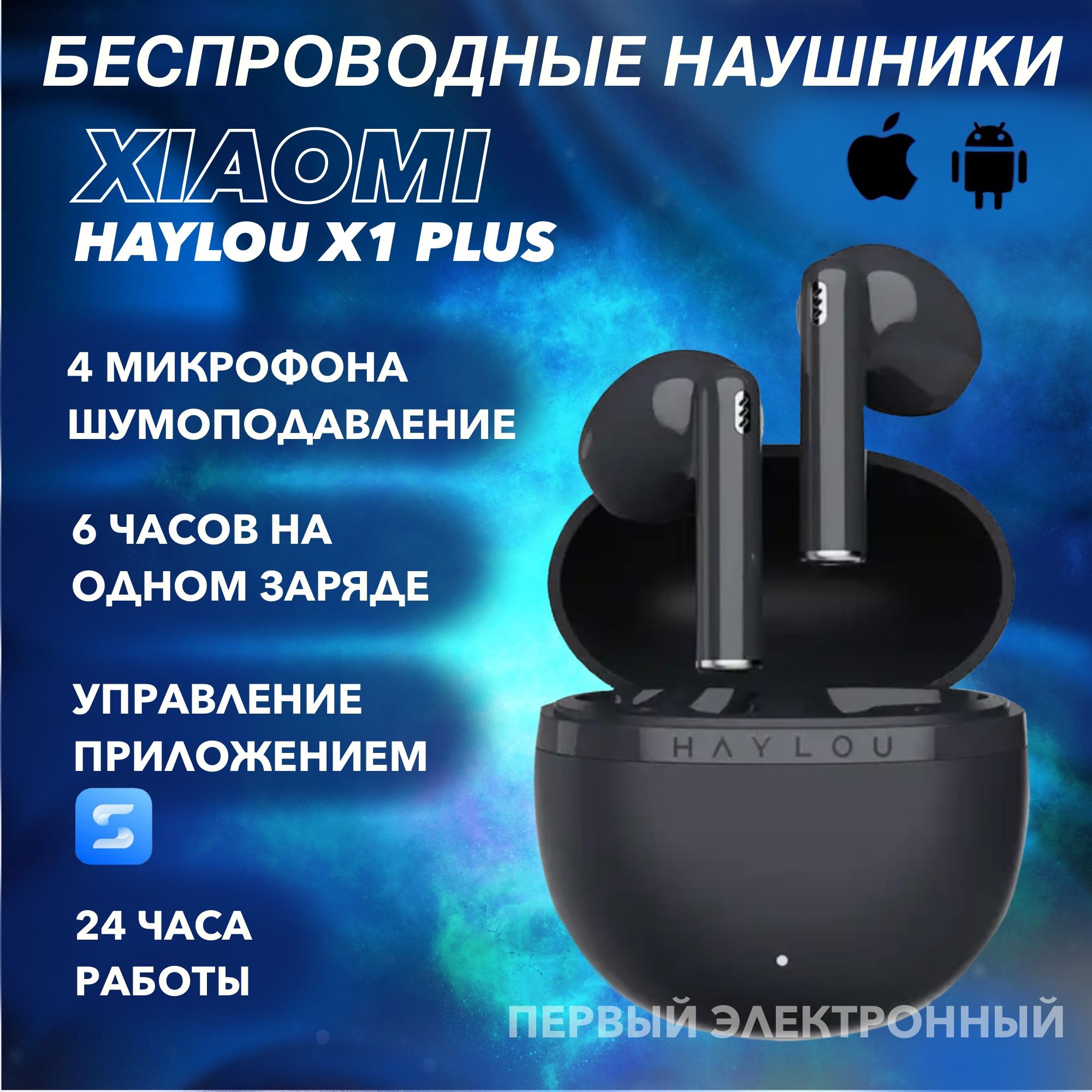 БеспроводныенаушникиXiaomiHaylouX1PLUSсENCшумоподавлением,синие