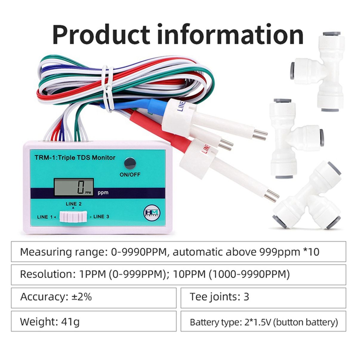 HM DIGITAL TRM1 Triple TDS Meter Онлайн-тестер качества воды TDS