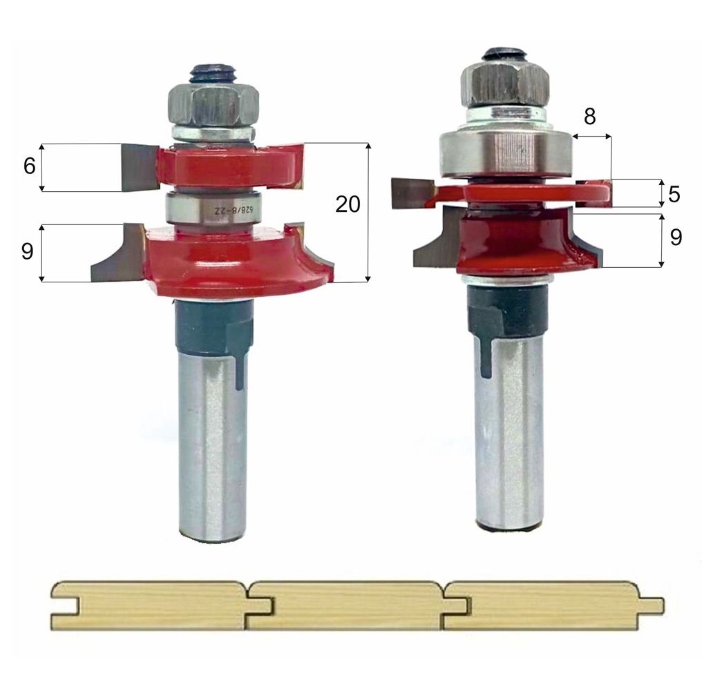 Набор фрез для изготовления Вагонки (Штиль) H20 S8