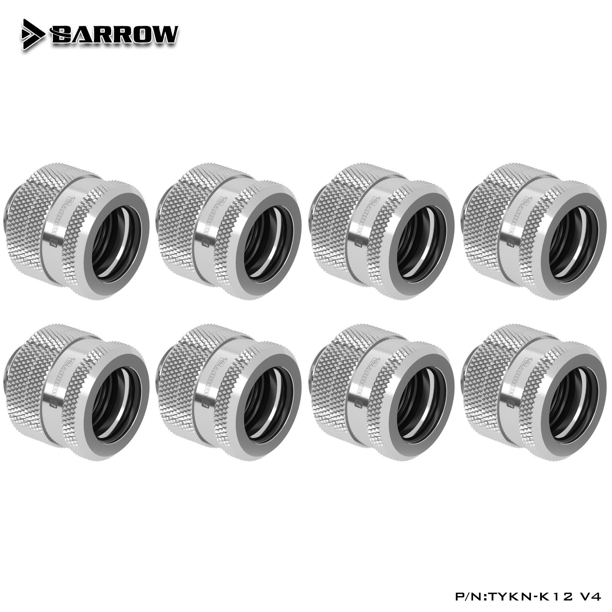 КомпрессионныйфитингBarrowCompressionFitting(ExtendedEdition)-12mmODRigidTubingsilver-8шт