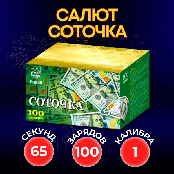 Фейерверк Мастер Салют 100 залпов 1 калибр Соточка.