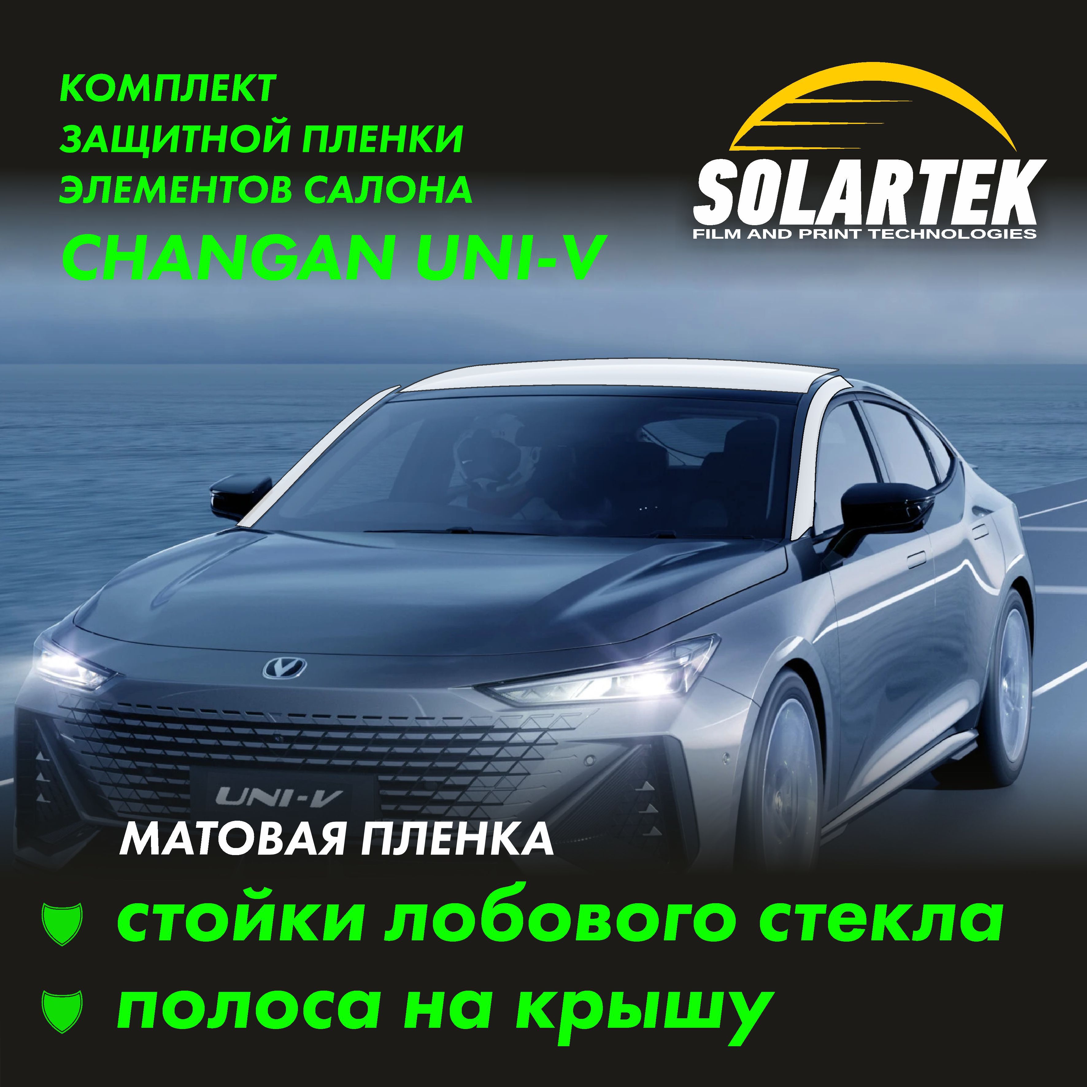 CHANGAN UNI-V 2022 Матовые пленки на стойки лобового стекла и крышу