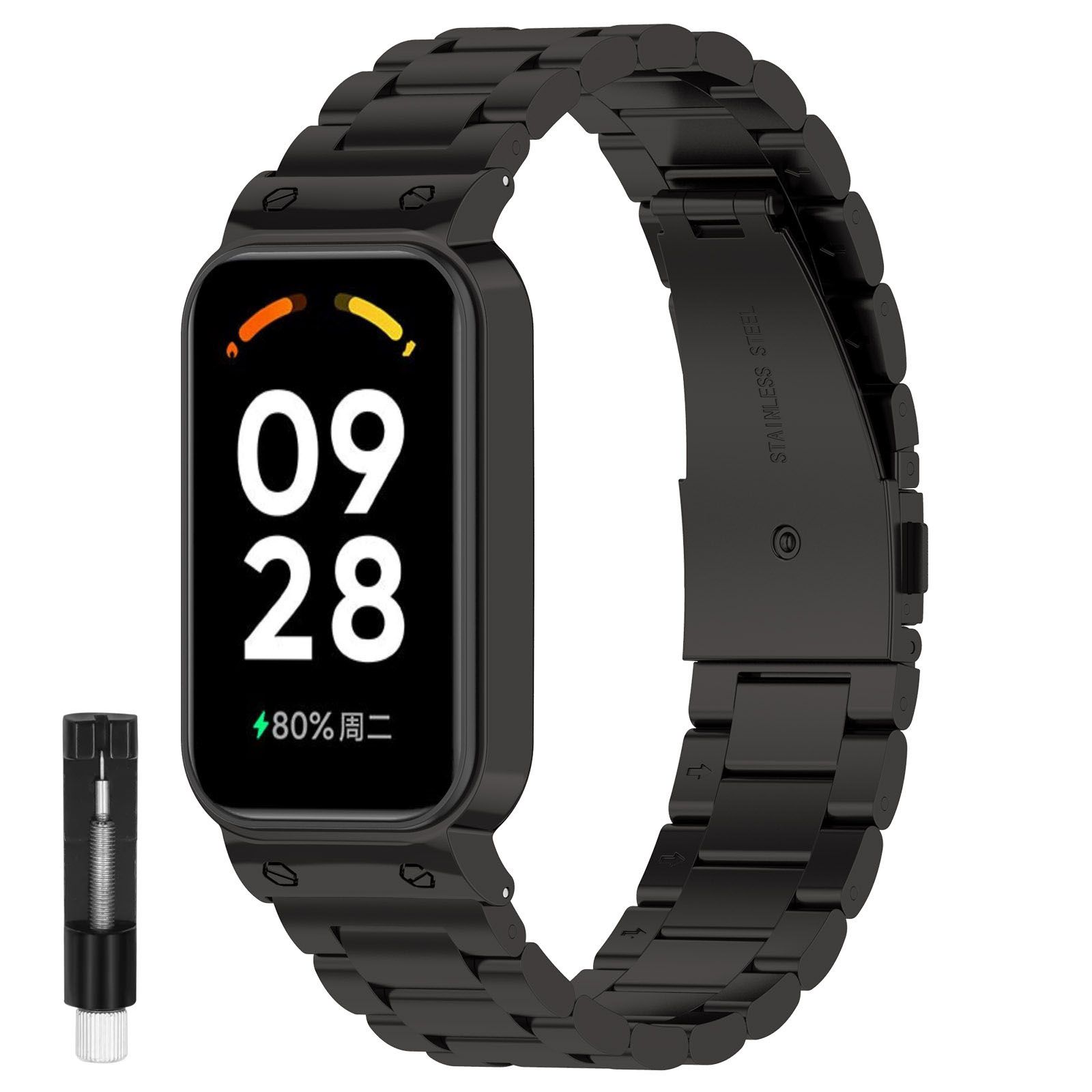 МеталлическийкорпусНержавеющаястальРемешокдляXiaomiSmartBand8Active/RedmiSmartBand2