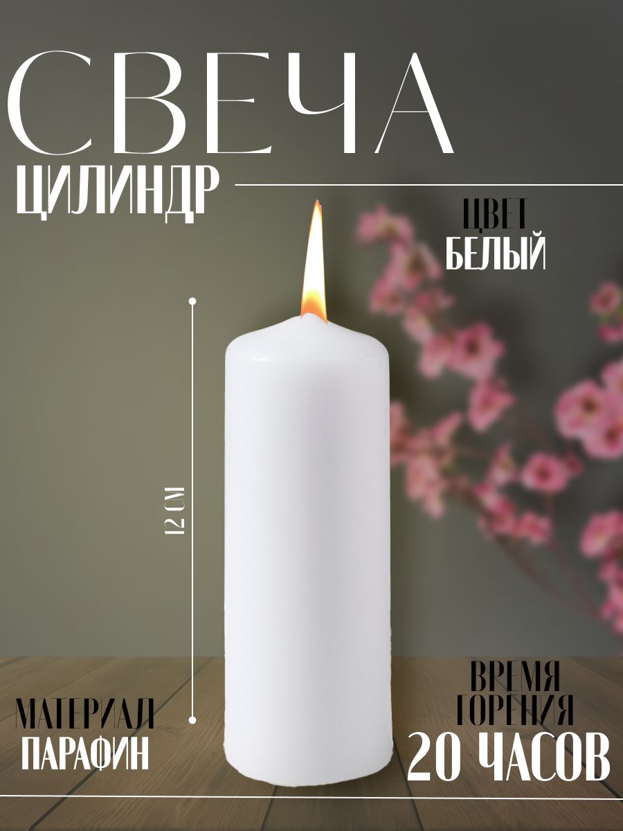 Свеча-цилиндр,4*10см,белая