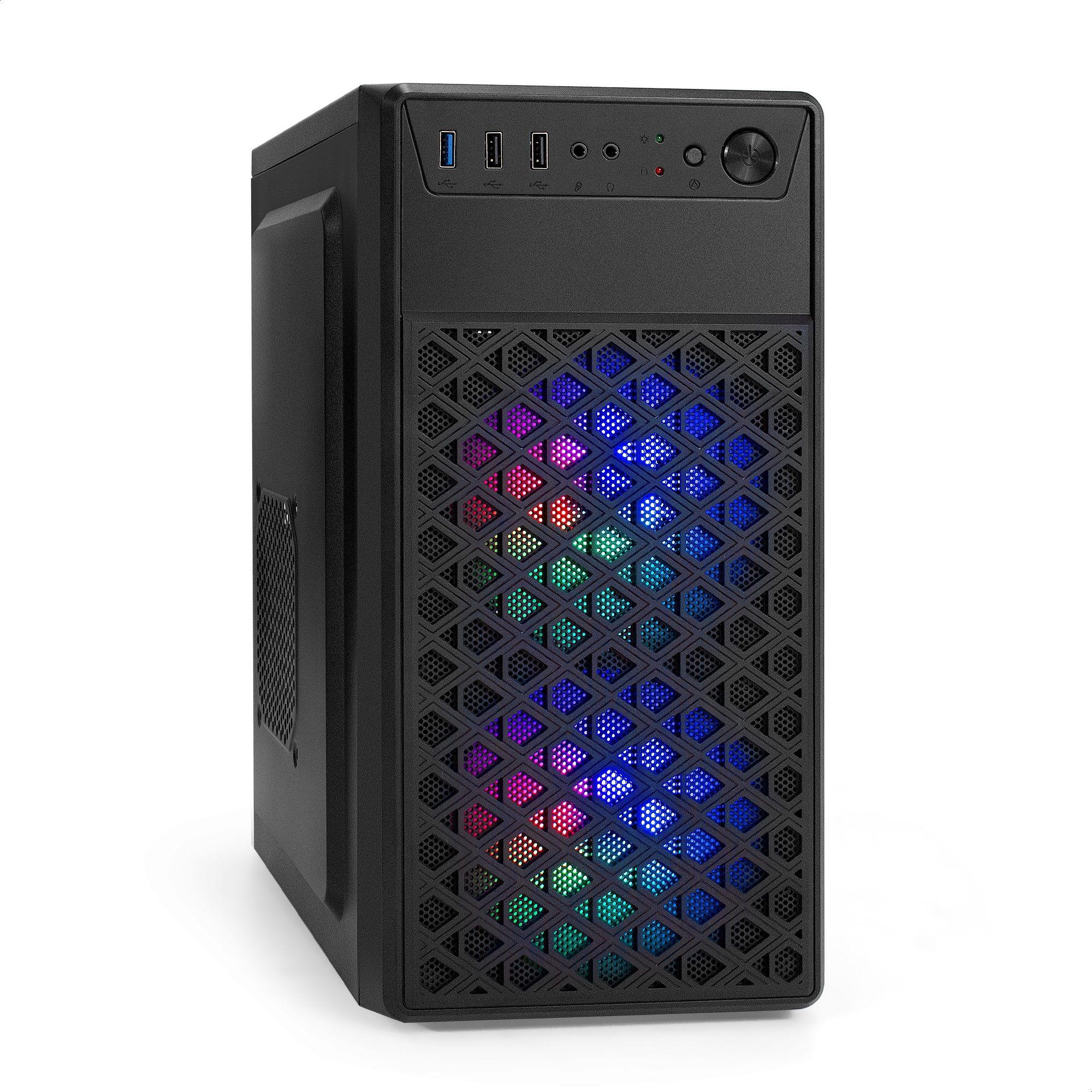 КорпусMinitowerExeGatemEVO-7803(mATX,безБП,2*USB+1*USB3.0,HDаудио,черный,2вент.12смсRGBподсветкой)