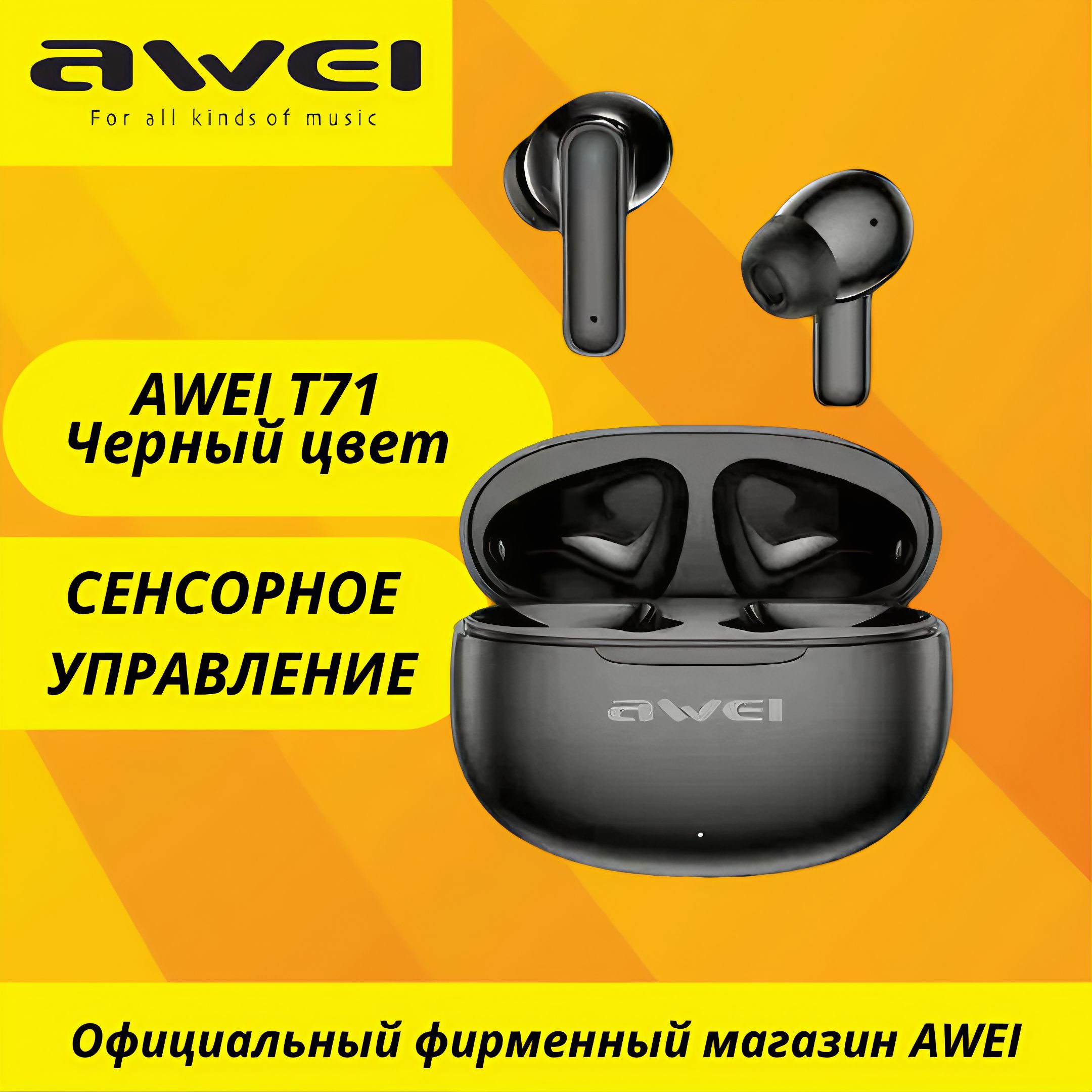 AweiНаушникибеспроводныесмикрофоном,Bluetooth,USBType-C,черный