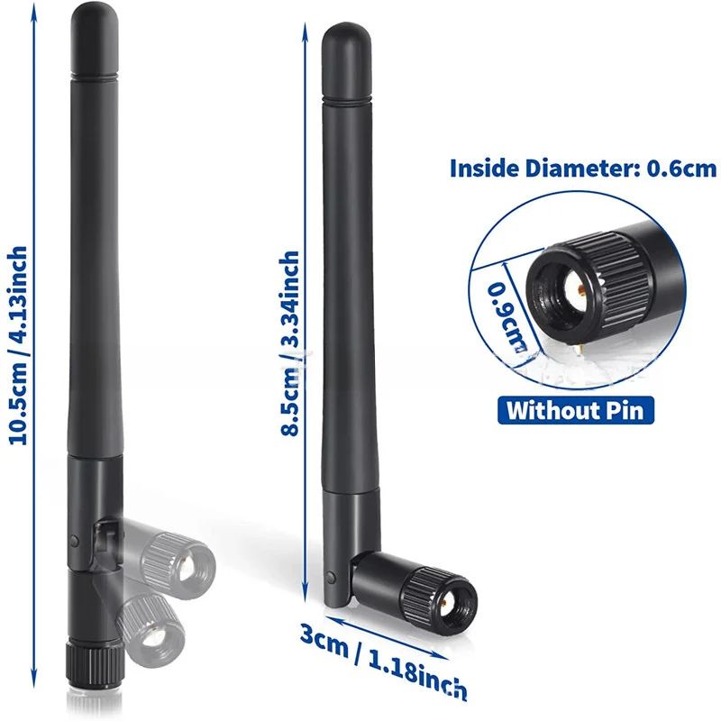 Антенна Wi-Fi 2DB (комплект 2шт) для роутера 3dbi, 2,4 ГГц, 5 ГГц, 5,8 ГГц разъем RP-SMA