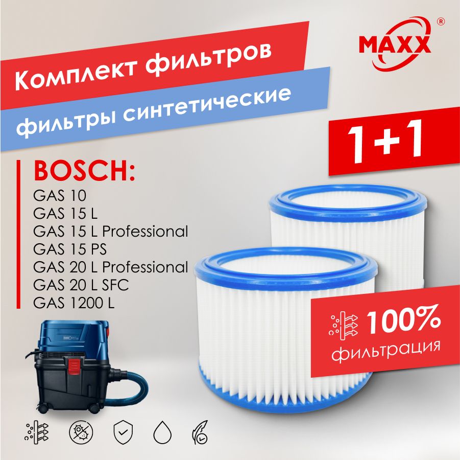 ФильтрыPROмоющиесядляпылесосаBoschGAS10,15L,20L,1200L2шт.