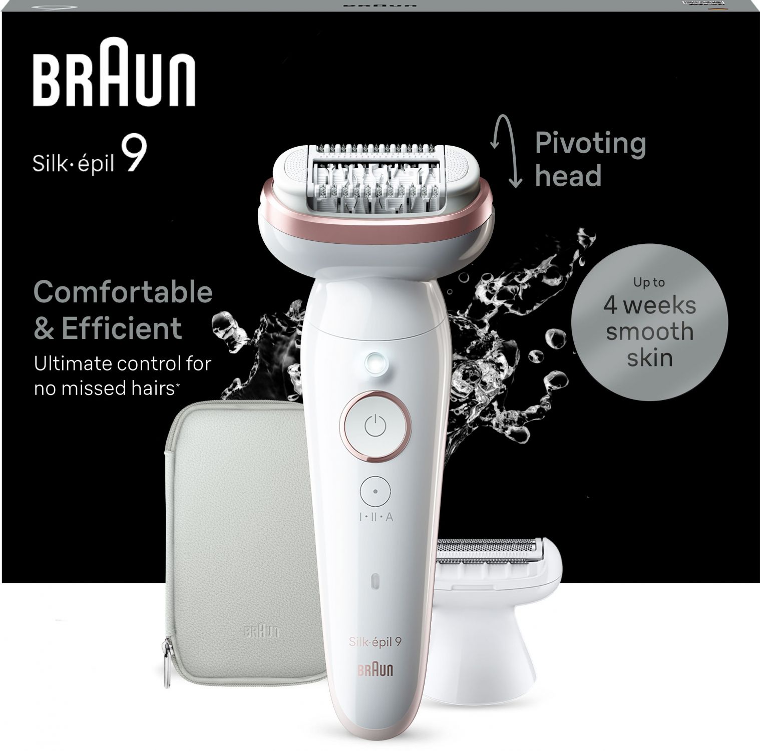 Эпилятор Braun S9 SES 9-030 SmartTouch Flamingo белый/розовый с бритвенной насадкой и косметичкой