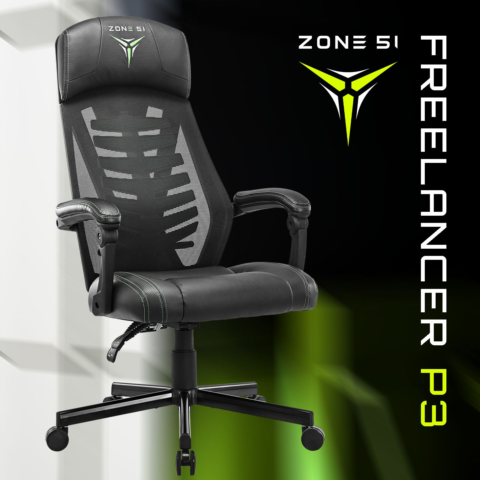 КреслокомпьютерноеZONE51FREELANCERP3Black-Green