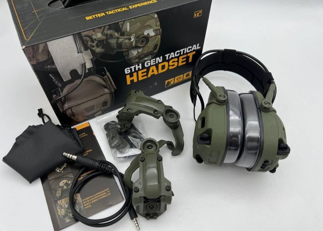 6TH GEN TACTICAL HEADSET активные наушники для стрельбы Олива