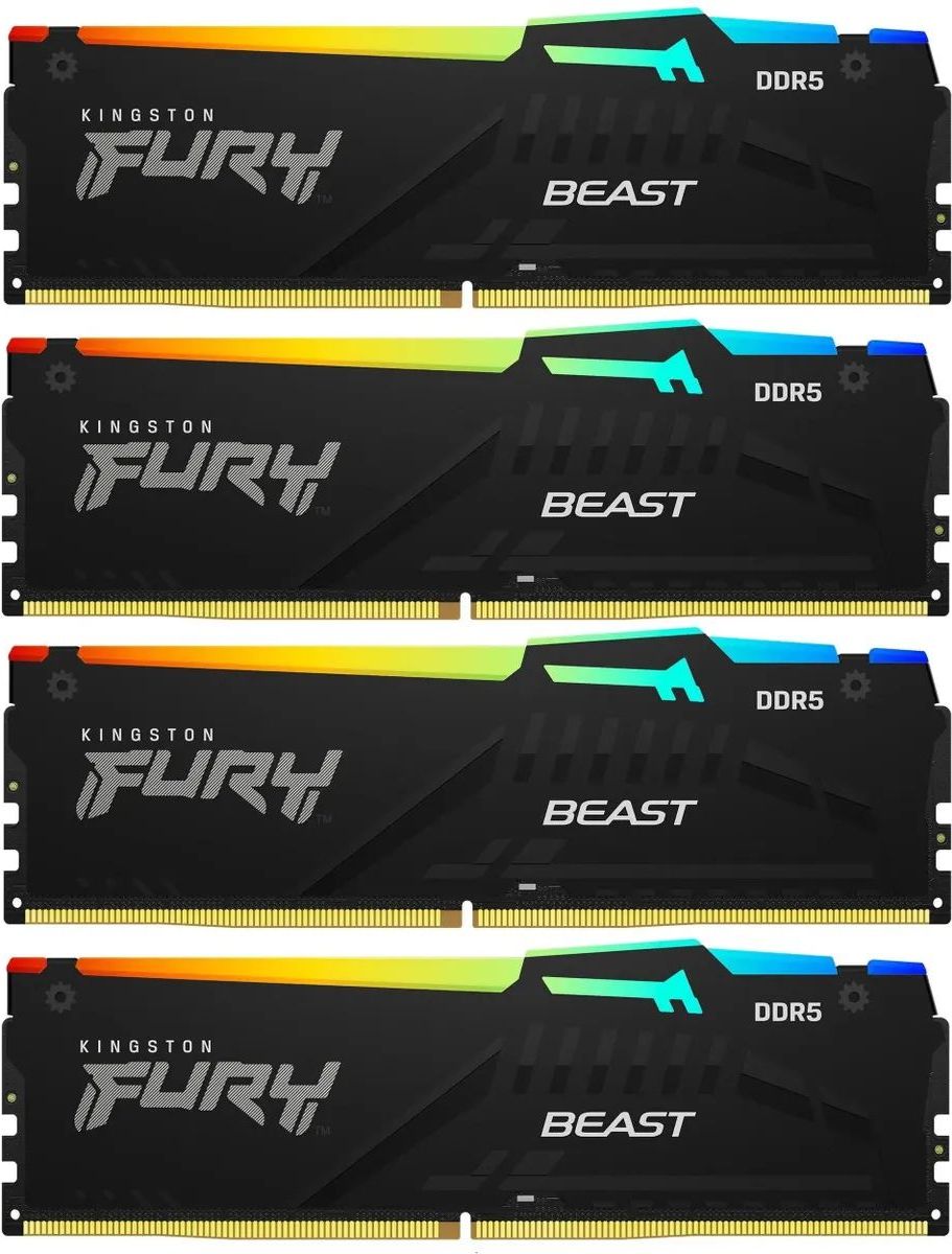 Kingston Fury Оперативная память Fury Beast DDR5 6000 МГц 4x16 ГБ (KF560C40BBAK4-64)