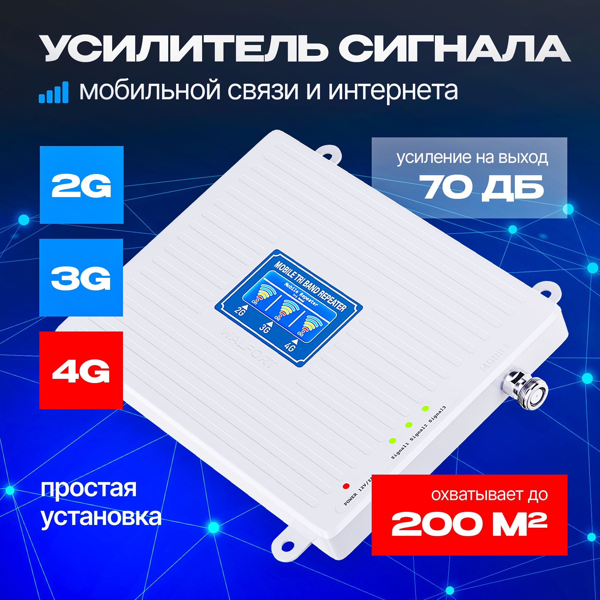 Усилитель сигнала сотовой связи и мобильного интернета для дачи репитер 4g gsm