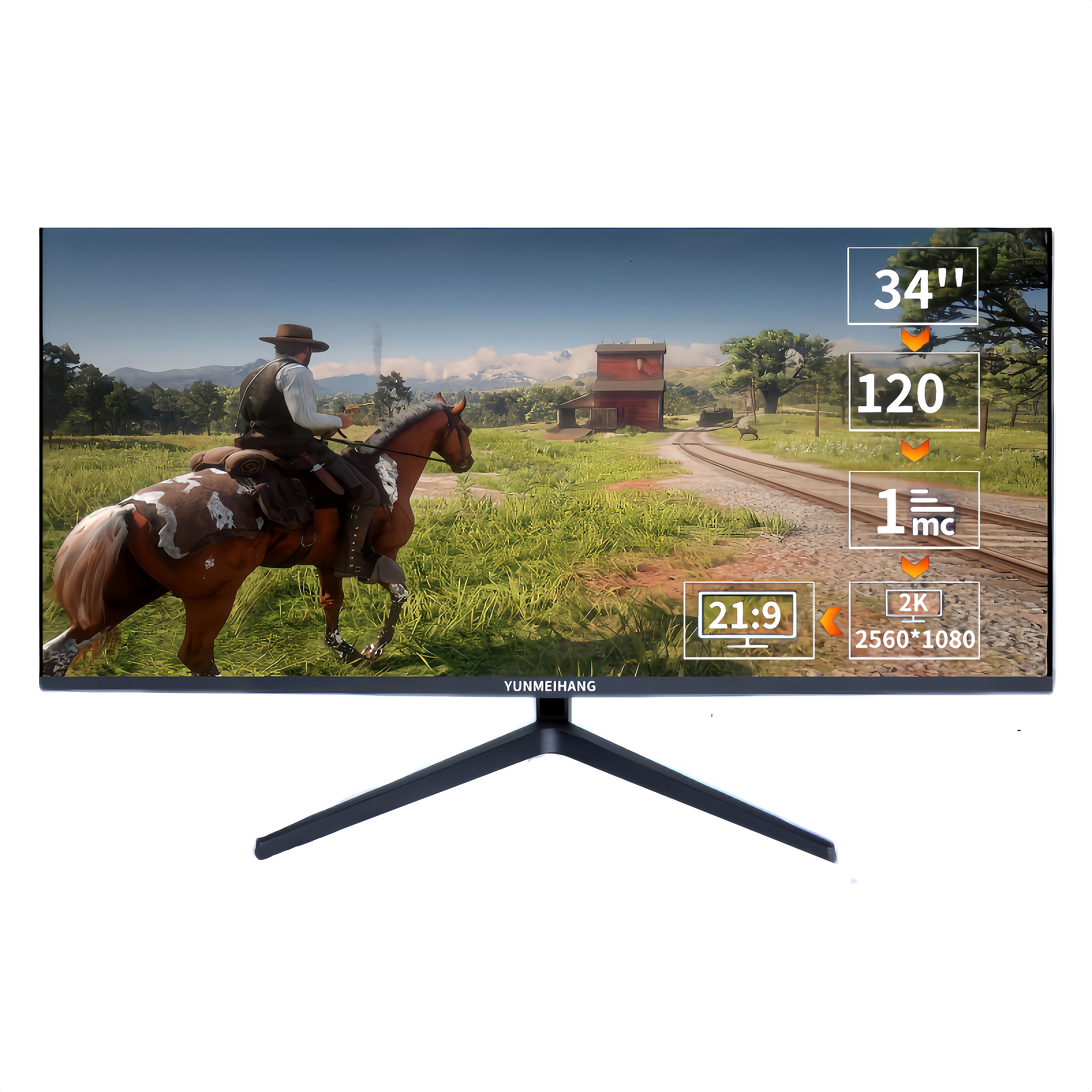 YUNMEIHANG34"МониторИгровойсплоскойпанелью120Гц2kбезободка,черный