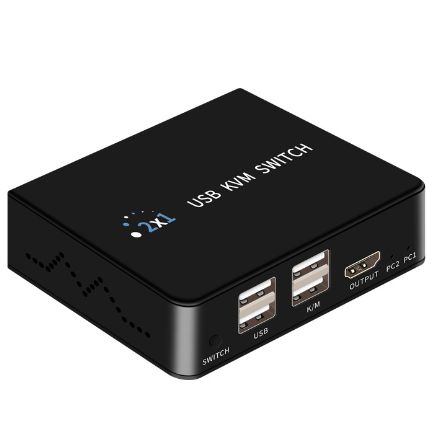 HDMI KVM-переключатель 2х1 Switch 4K60Hz 2-портовый USB с кабелями