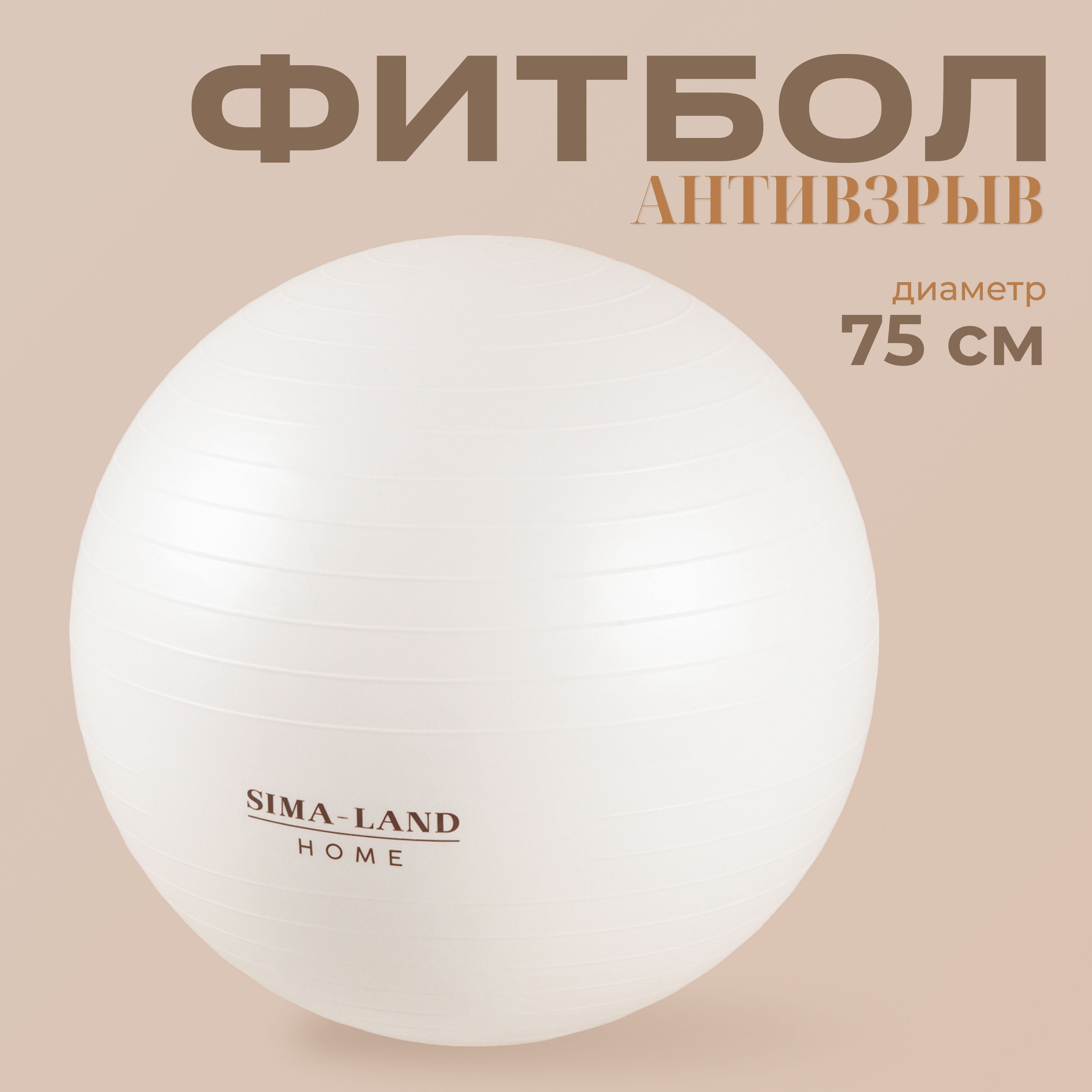 Фитбол Sima-Land Home, диаметр 75 см, 1000 г, антивзрыв, цвет белый