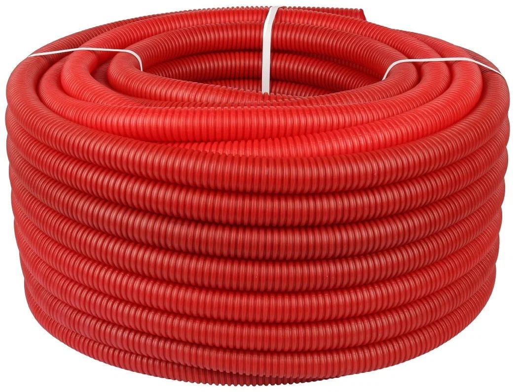 SPG-0002-502316 STOUT Труба гофрированная ПНД, цвет красный, наружным диаметром 23 мм для труб диаметром 16 мм (50 м)
