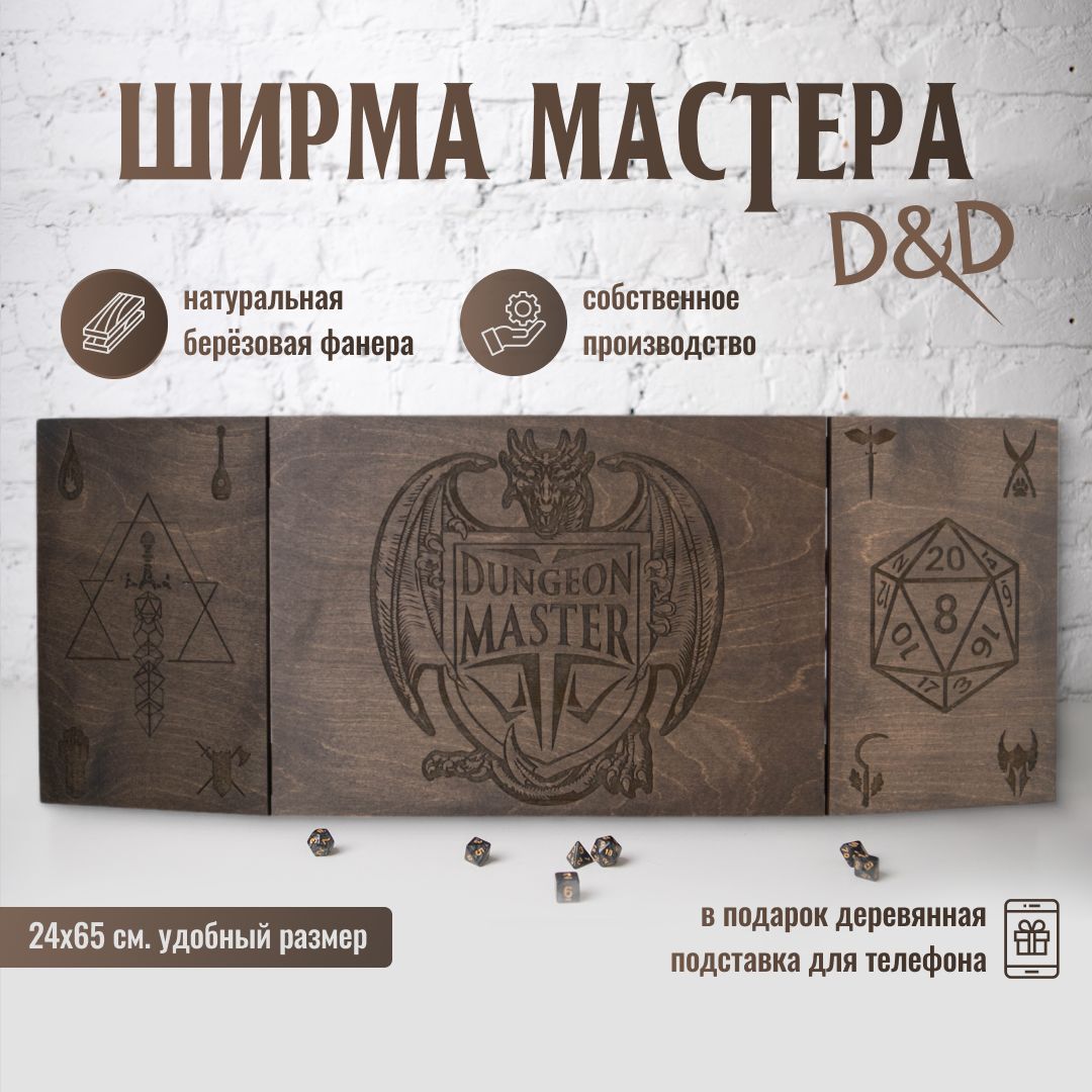 Ширма мастера dnd А5 3 секции/Ширма днд "Венге"/Dungeon MASTER