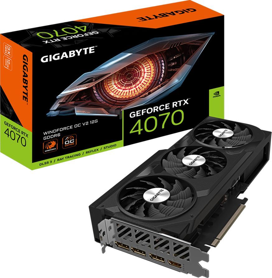 Gigabyte Видеокарта GeForce RTX 4070 GV-N4070WF3OCV2-12GD 12 ГБ (GV-N4070WF3OCV2-12GD)