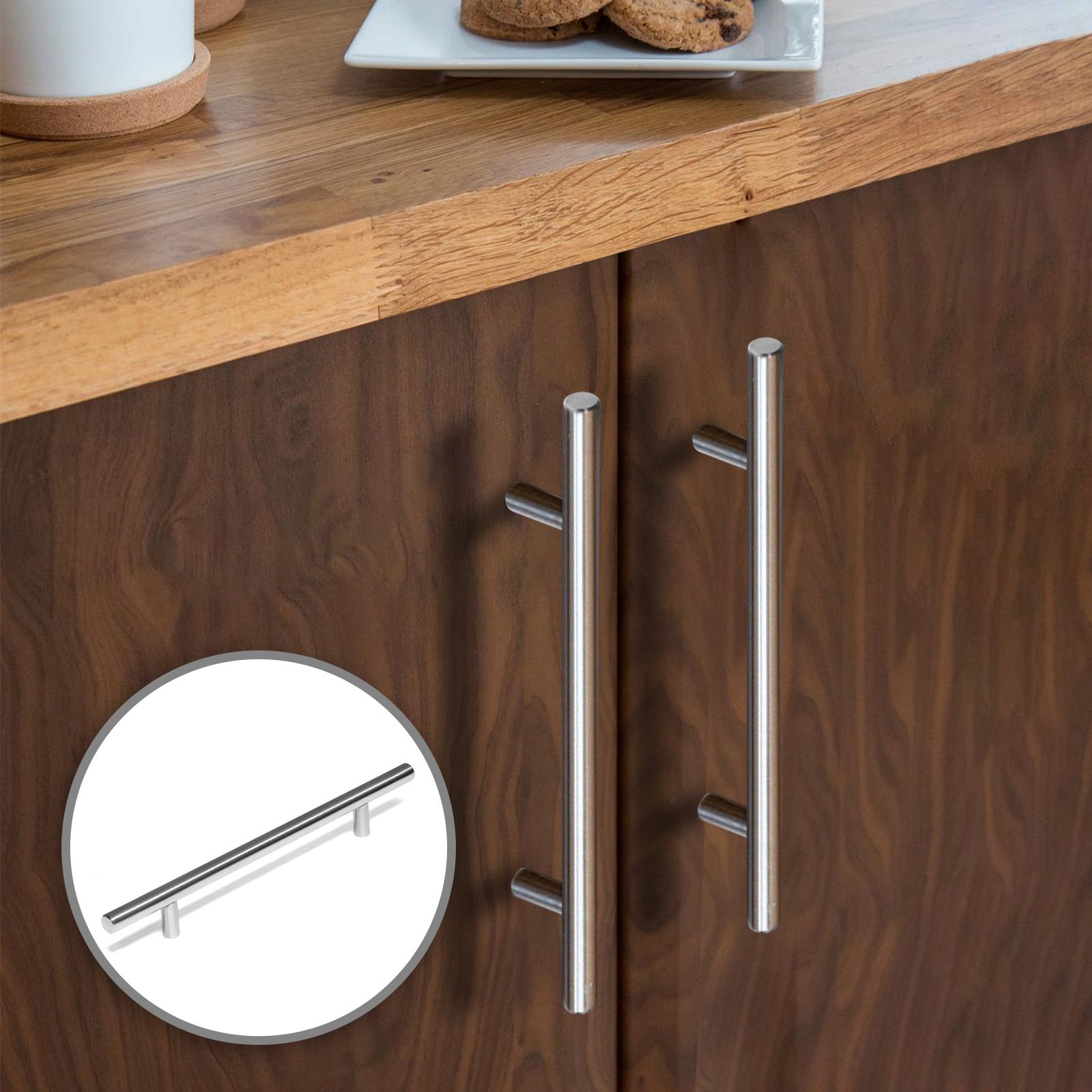 Мебельная ручка рейлинг, облегченная, м/о 160 мм, цвет матовый никель