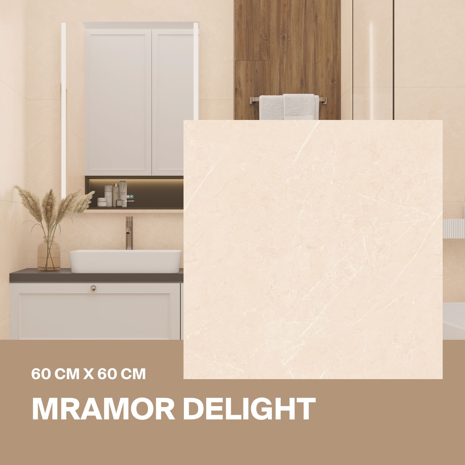 Керамогранит Ceradim Mramor Delight бежевый 60х60 Матовый в упаковке 1,44 м2 ( 4 плитки)