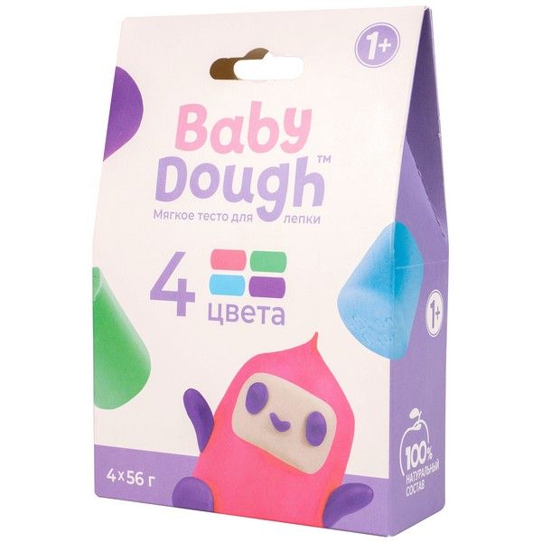 Игрушки для детей старше одного года с маркировкой "BABY DOUGH": тесто для лепки в коробке, 4 цвета, №3, 15*10*4 см