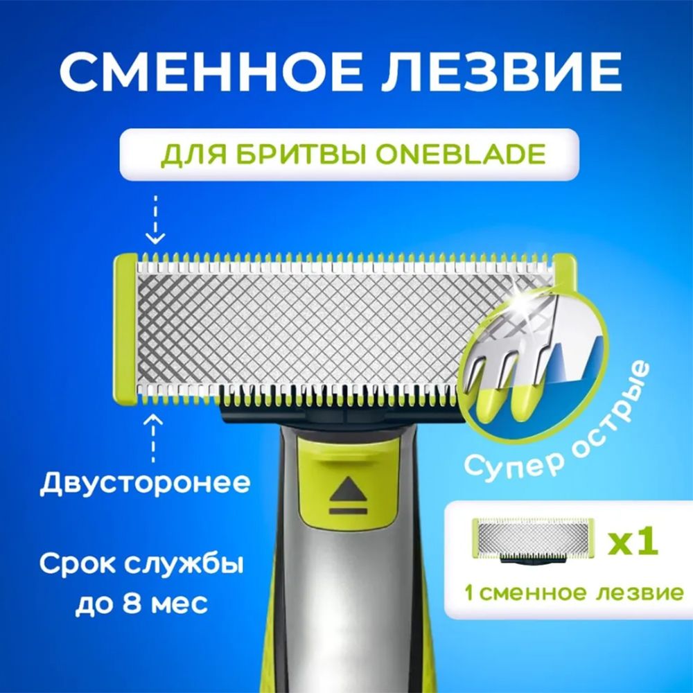 Сменное лезвие для Philips OneBlade Pro QP210 QP220 QP230 QP2520 QP2530 QP2527 QP2533 QP2620, насадка для триммера 1шт