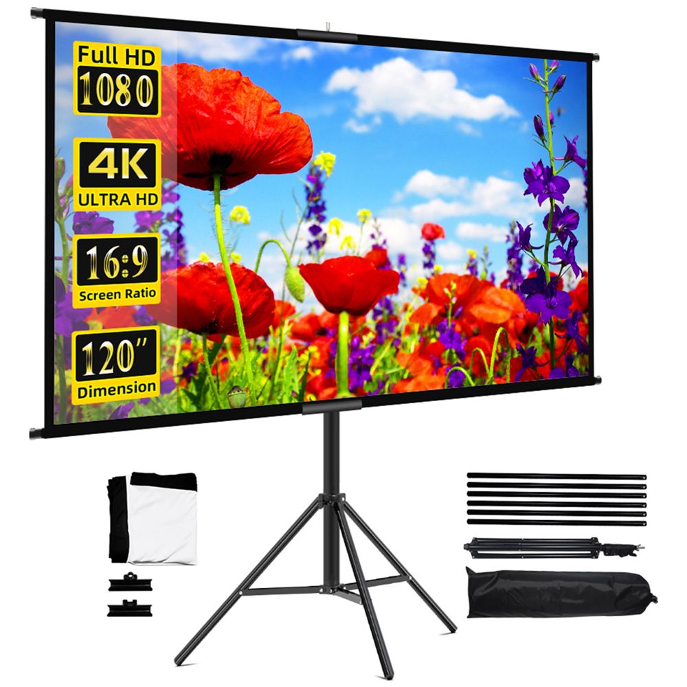 120"белыйэкрандляпроектора,безскладок,складнойштатив