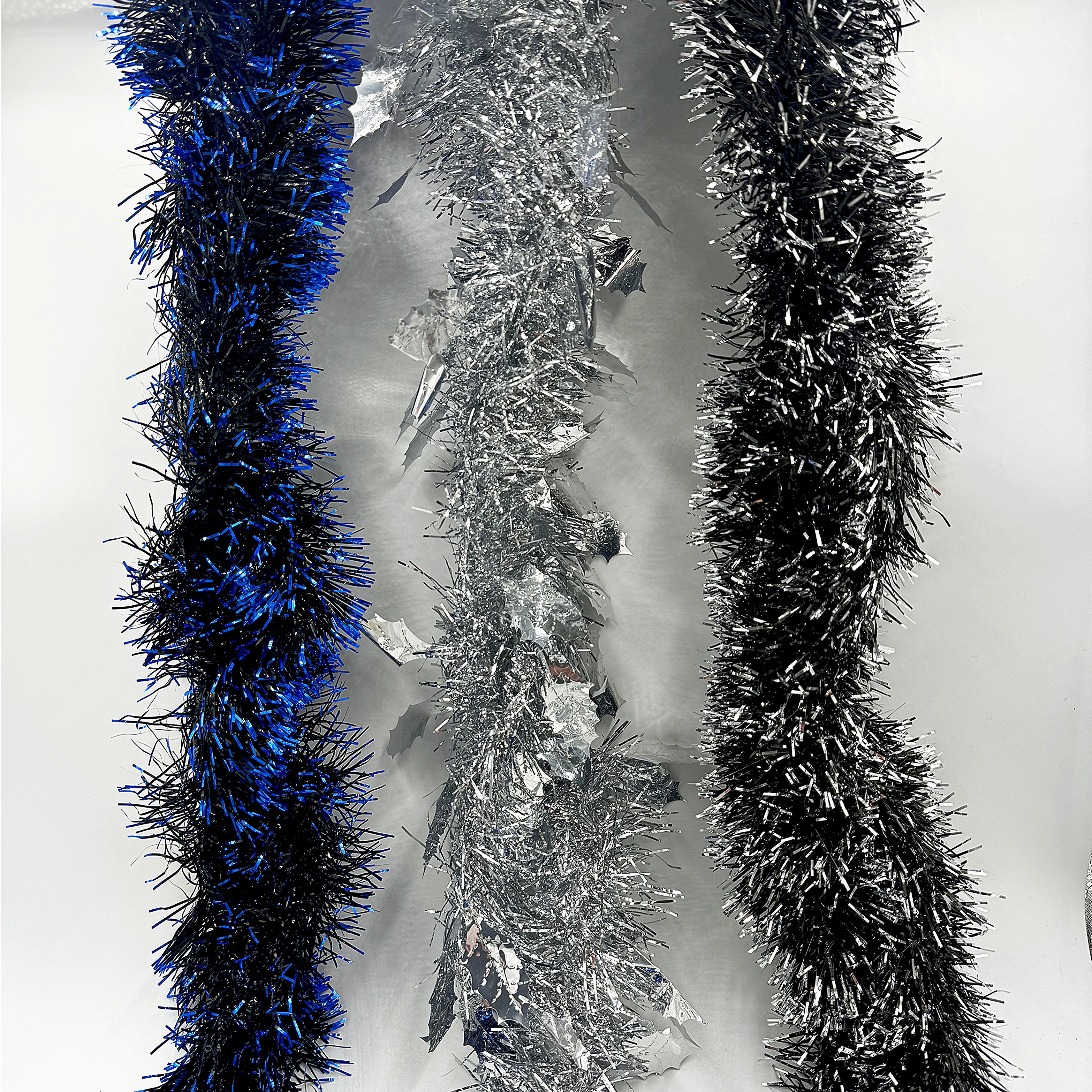 Мишура, Сине-серебряный, 200 см, 3 шт.