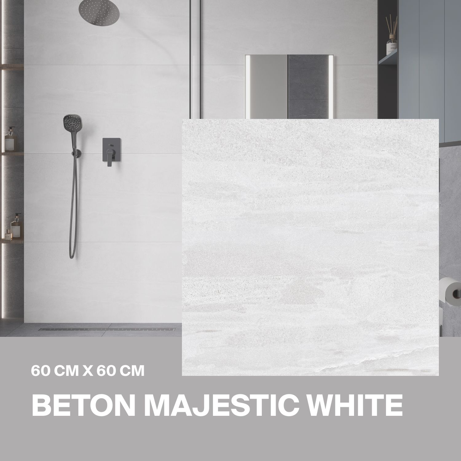 Керамогранит Ceradim Beton Majestic White Керамогранит белый 60х60 Матовый в упаковке 1,44м2 (4 плиты)