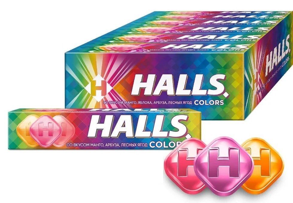 Карамель леденцовая HALLS COLORS Ассорти Набор 12 шт. по 25 г. Холс