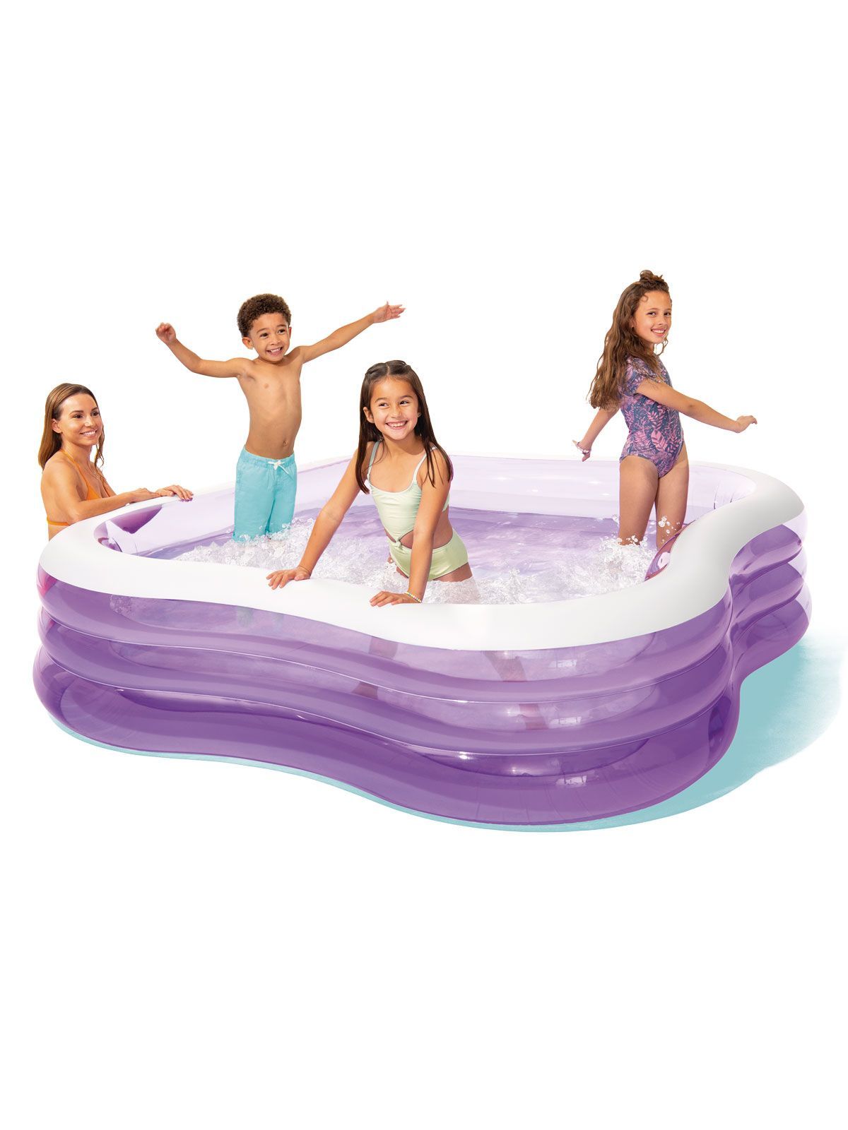 Бассейн надувной INTEX 57495 Swim Center Beach Wave, 229x229x56 см, фиолетовый