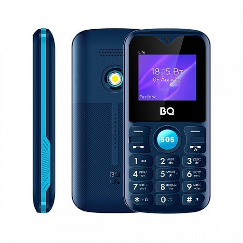 Мобильный телефон BQ 1853 Life Blue, 2 mini-SIM карты, аккумулятор 600 мАч, фонарик, большие кнопки