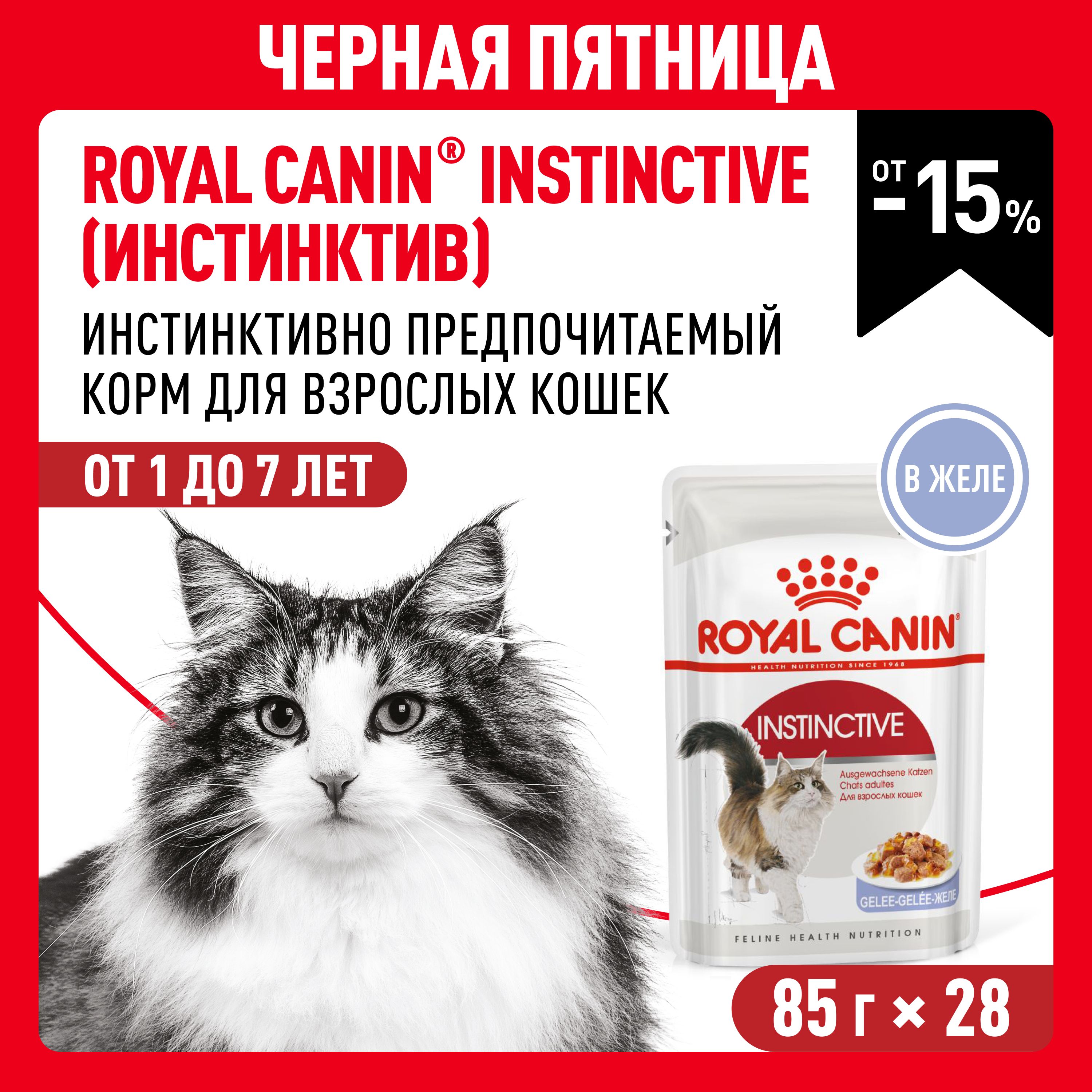 Влажный корм для кошек Royal Canin Instinctive в желе 85 г х 28 шт