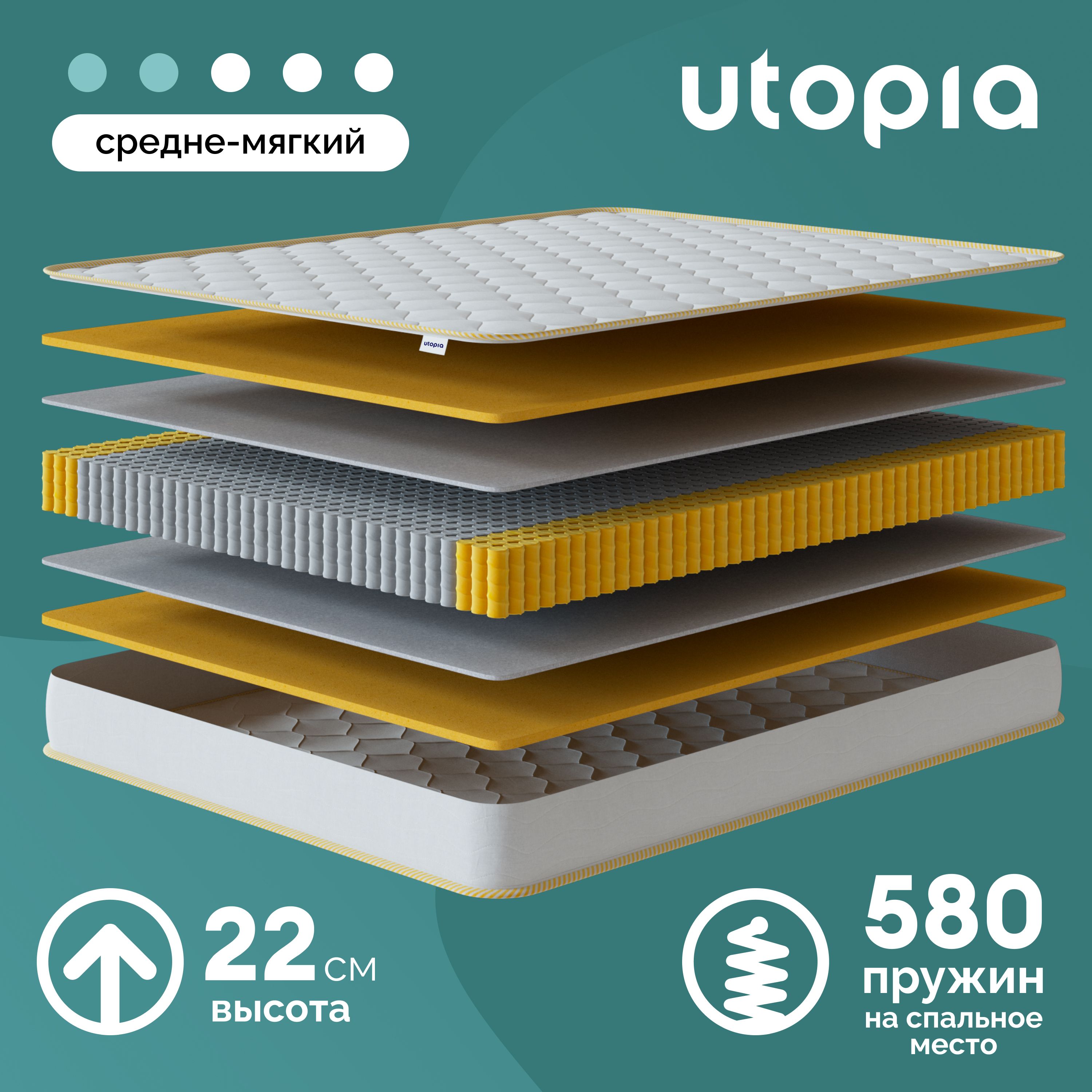 UTOPIAМатрасSpringWave,Независимыепружины,90х200см