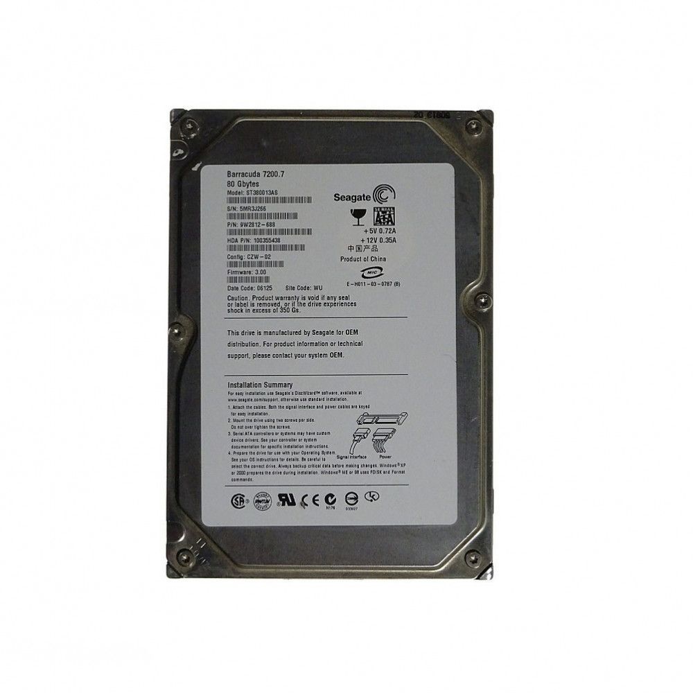 PCパーツ ST380013AS Serial ATA 80GB cm3dmju Seagate ST380013AS SATA 3.5